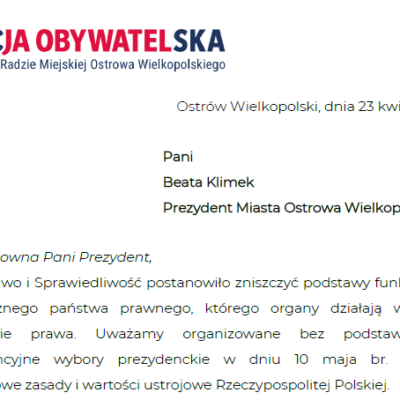 Radni Koalicji Obywatelskiej z ważnym apelem do prezydent Ostrowa