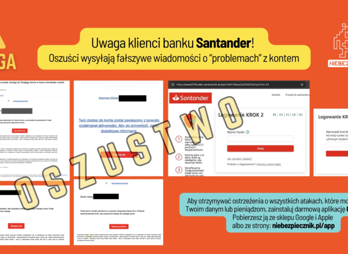 Ostrzeżenie przed oszustwami e-mailowymi podszywającymi się pod Bank Santander